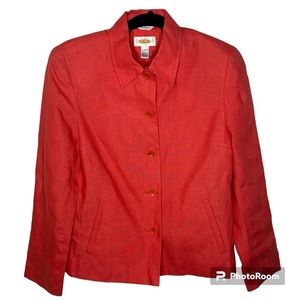 Talbots Jacket Blazer Women’s 4 Irish Linen Coral Gorpcore Coastal Grandmother